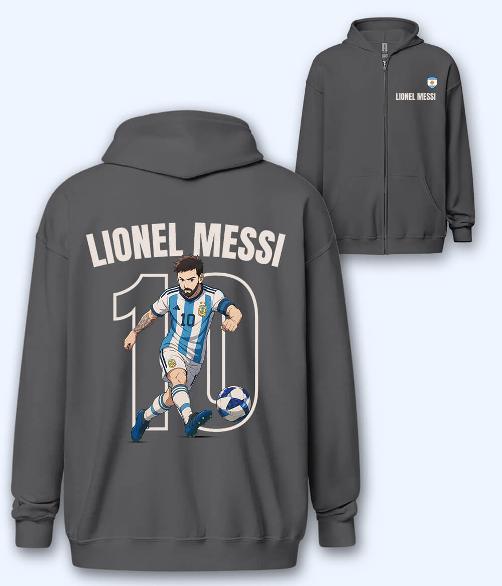 Lionel Messi Argentina Graphic Zipper Hoodie 