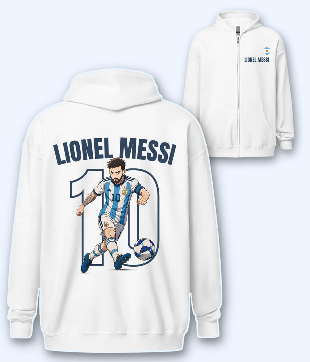 Lionel Messi Argentina Graphic Zipper Hoodie 