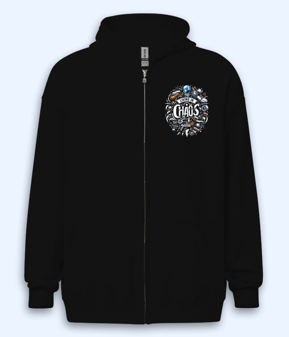 Living In Chaos Zipper Hoodie (Unisex)