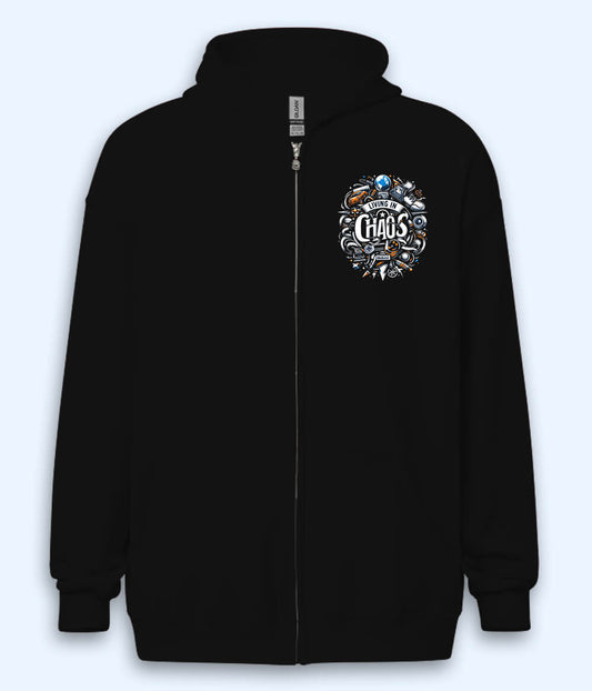 Living In Chaos Zipper Hoodie (Unisex)