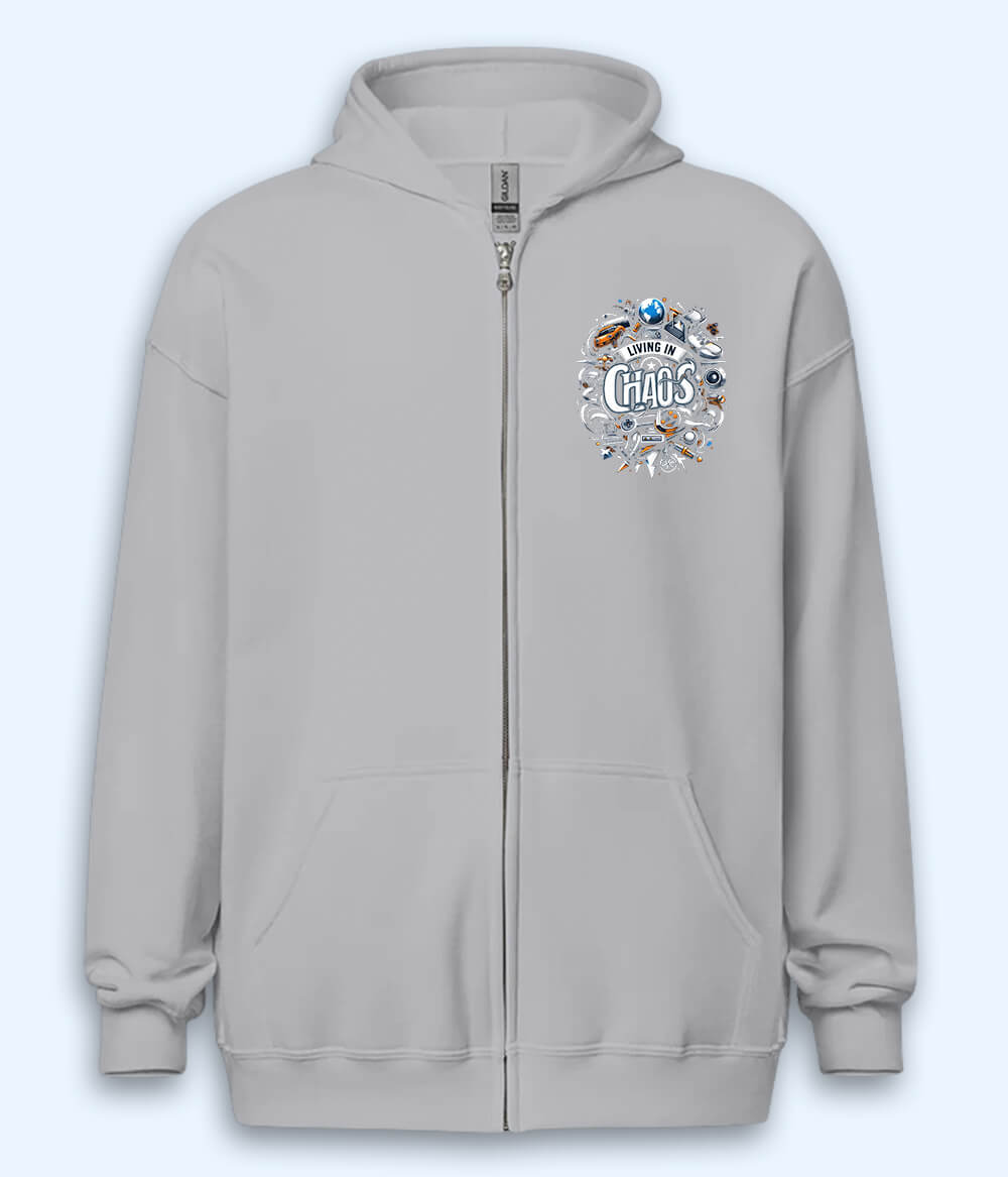 Living In Chaos Zipper Hoodie (Unisex)