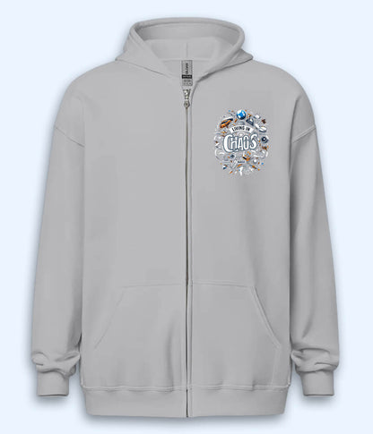 Living In Chaos Zipper Hoodie (Unisex)