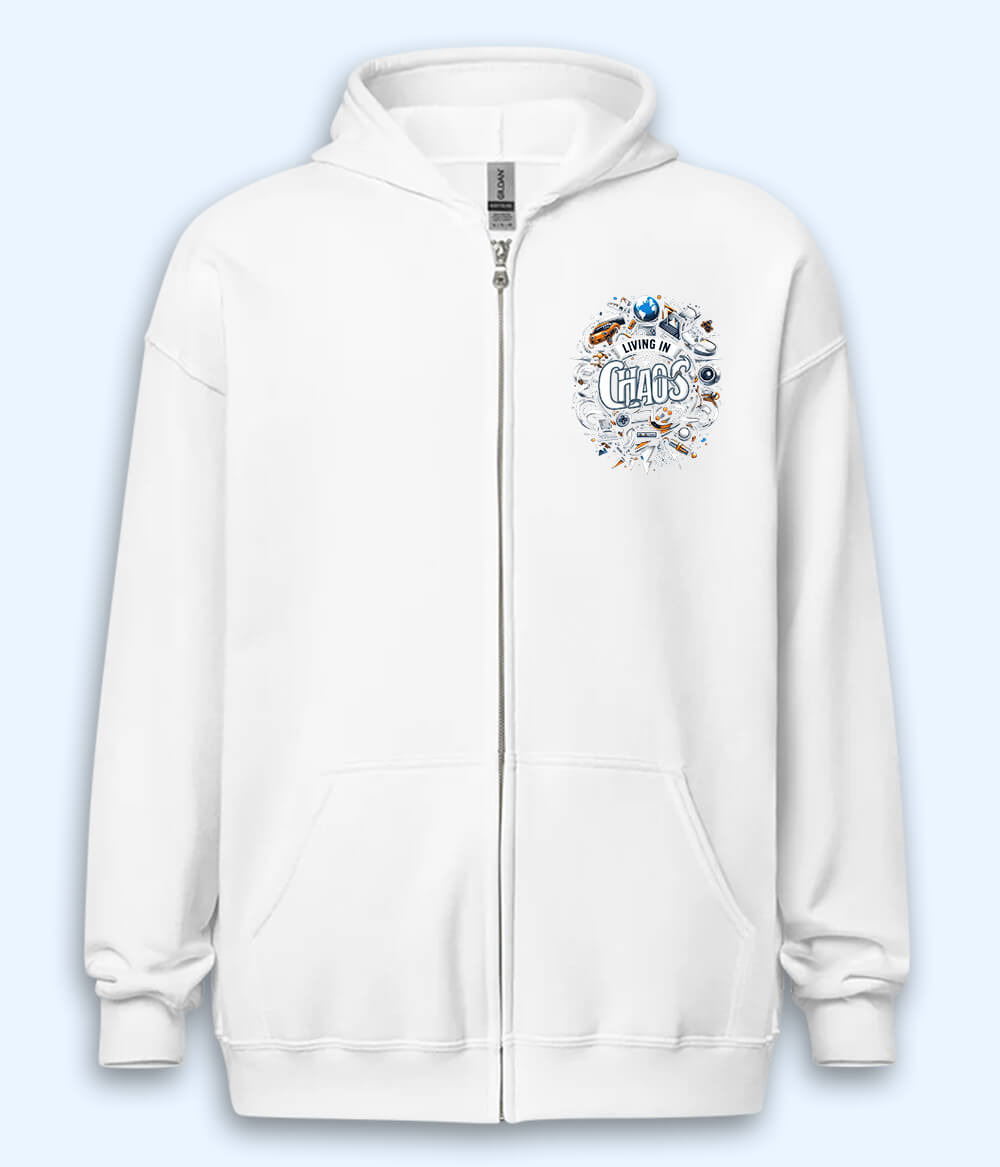 Living In Chaos Zipper Hoodie (Unisex)