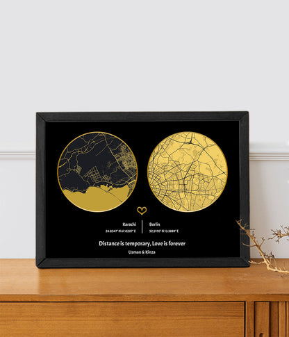 Personalized Long Distance Love Circles Frame  | Gift Ideas