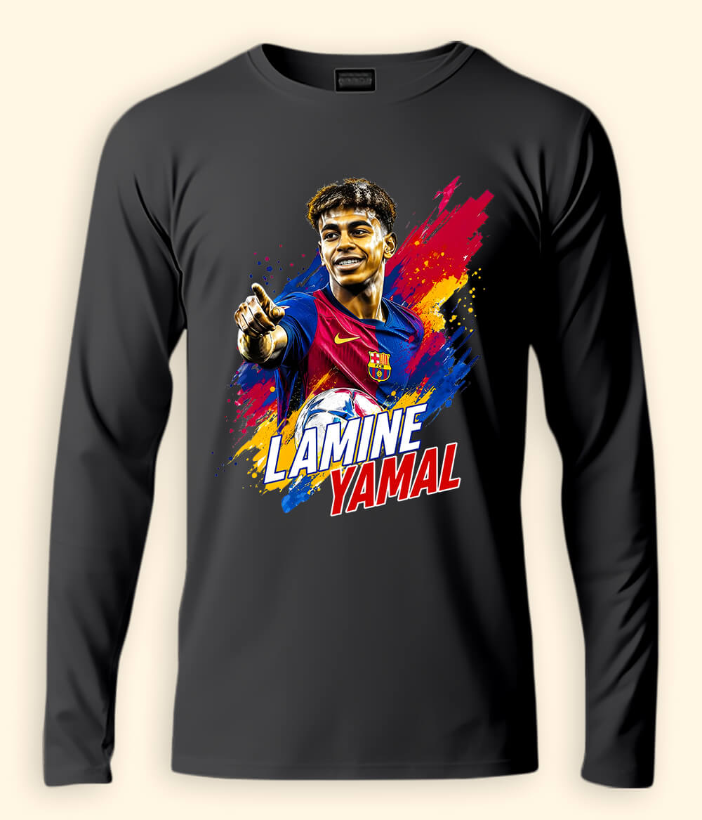 Long Sleeve  Lamine Yamal Barcelona Graphic T-Shirt