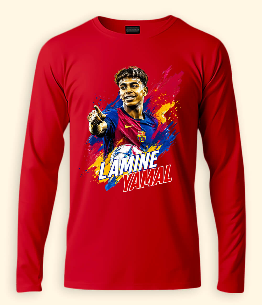 Long Sleeve  Lamine Yamal Barcelona Graphic T-Shirt