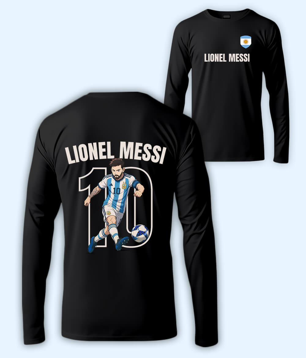 Long Sleeve  Lionel Messi GOAT Football T-Shirt