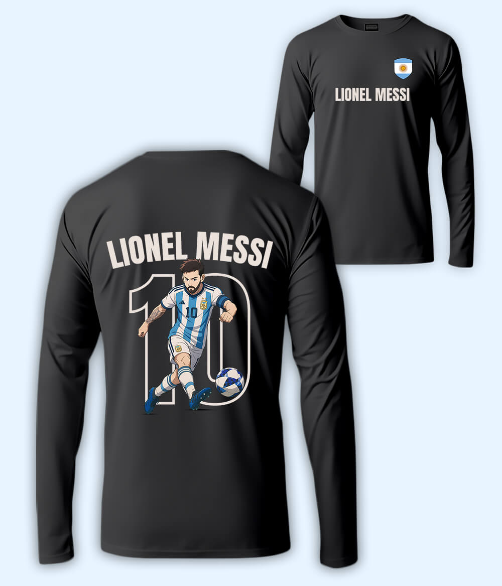 Long Sleeve  Lionel Messi GOAT Football T-Shirt