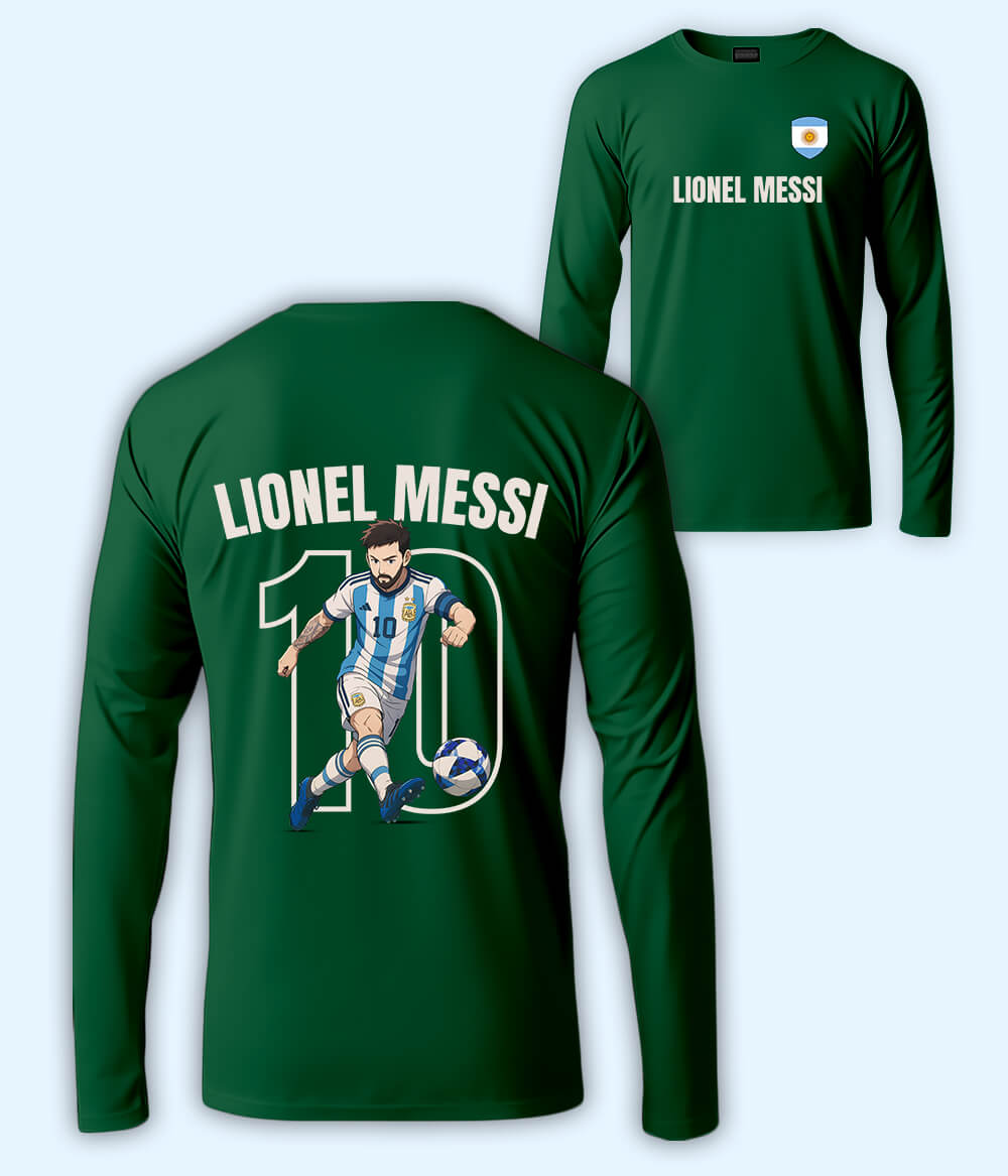 Long Sleeve  Lionel Messi GOAT Football T-Shirt