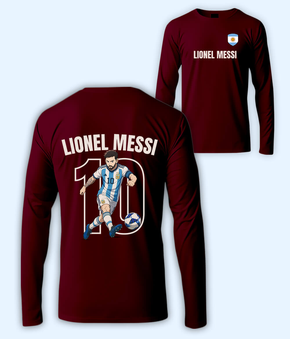 Long Sleeve  Lionel Messi GOAT Football T-Shirt