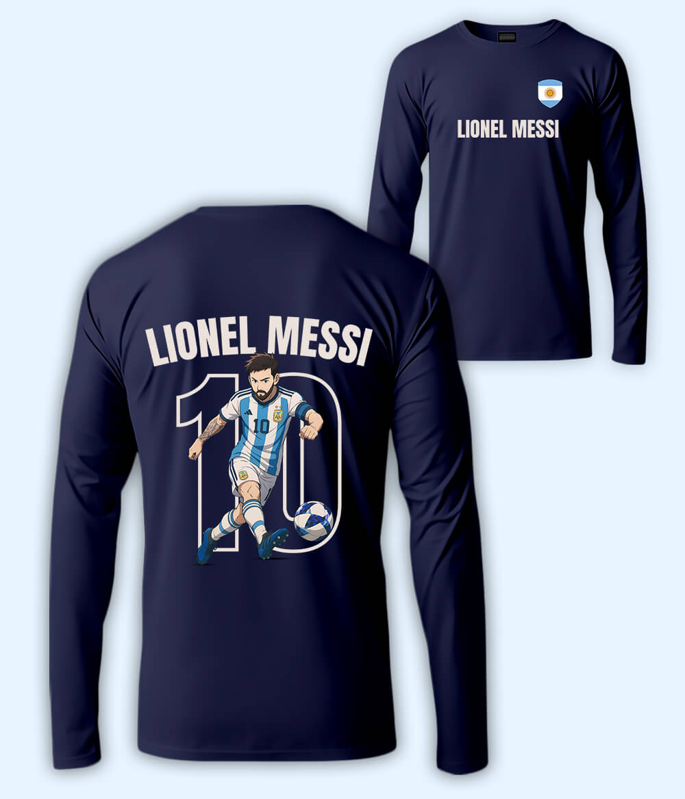 Long Sleeve  Lionel Messi GOAT Football T-Shirt