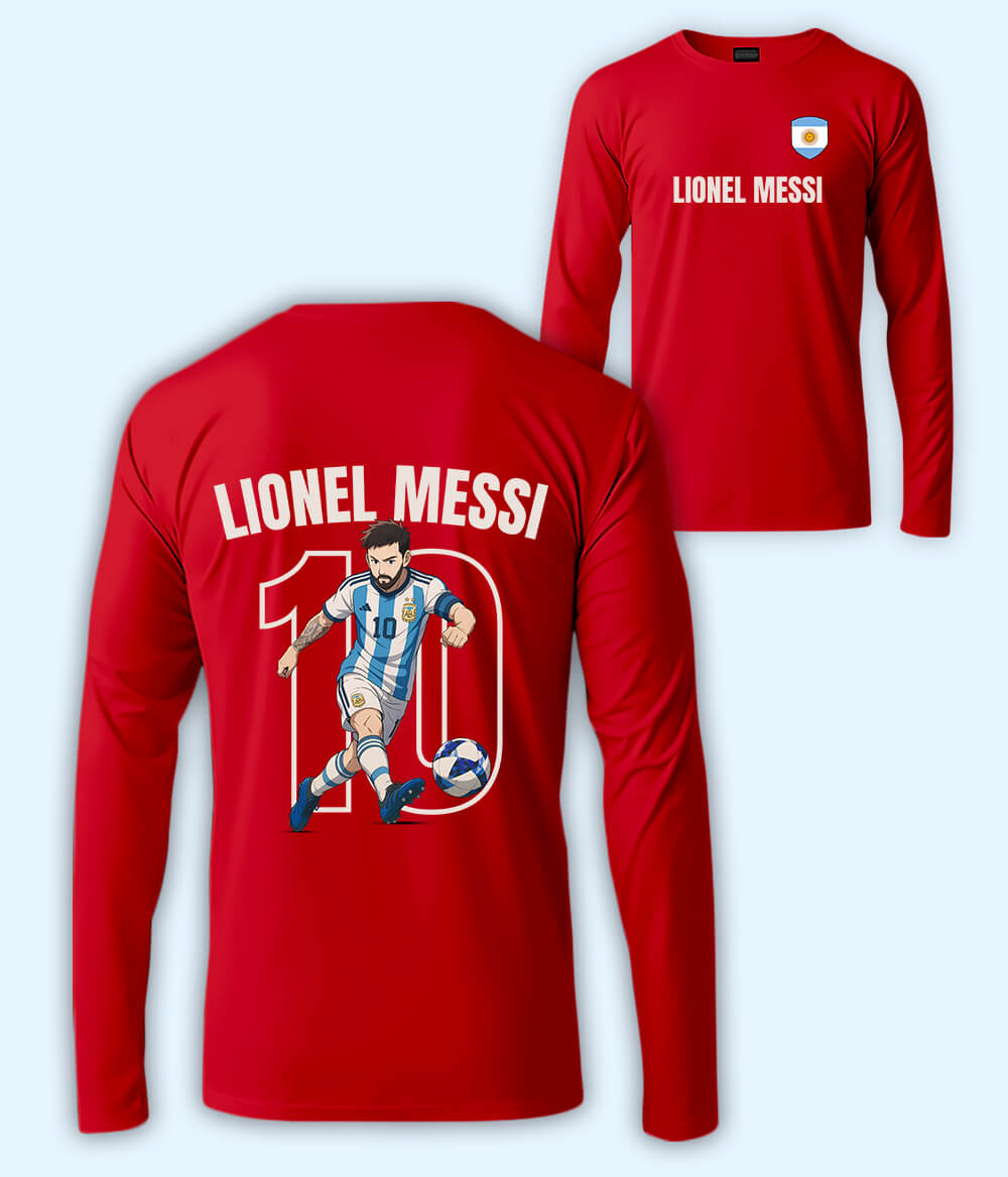 Long Sleeve  Lionel Messi GOAT Football T-Shirt