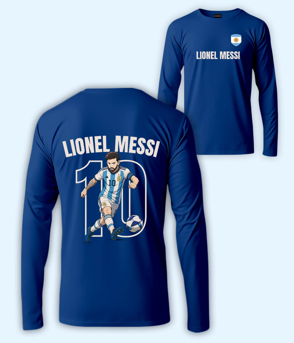 Long Sleeve  Lionel Messi GOAT Football T-Shirt