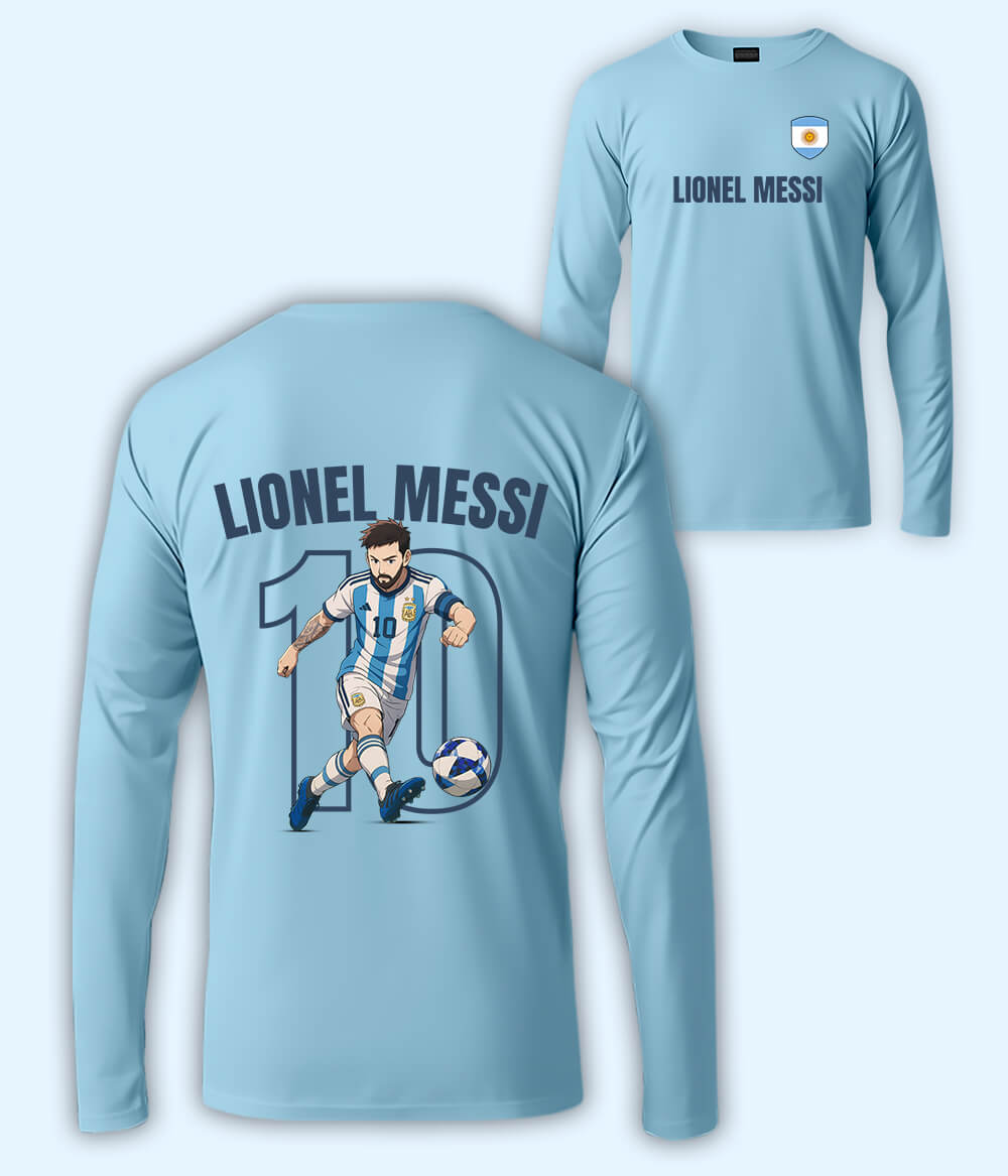 Long Sleeve  Lionel Messi GOAT Football T-Shirt