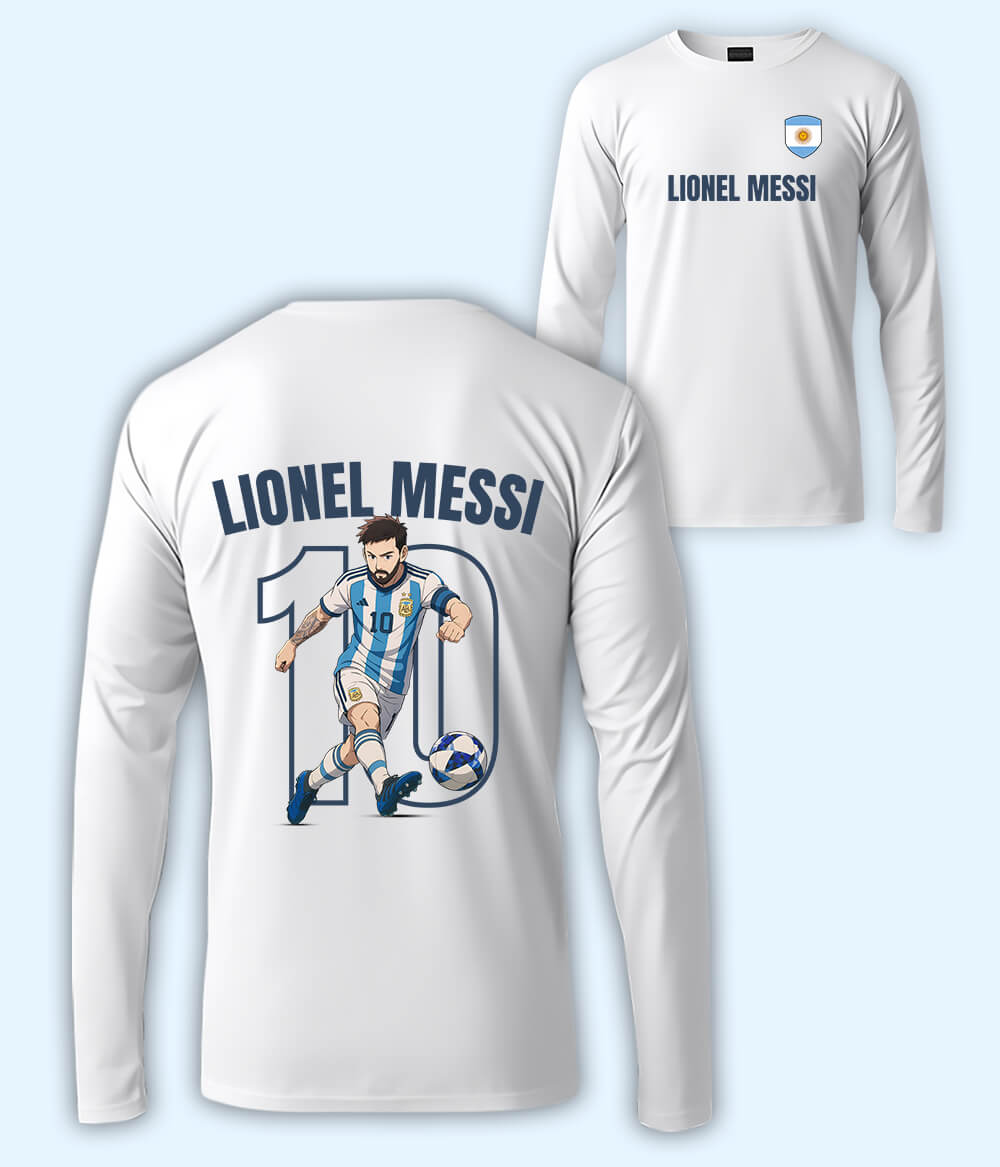 Long Sleeve  Lionel Messi GOAT Football T-Shirt