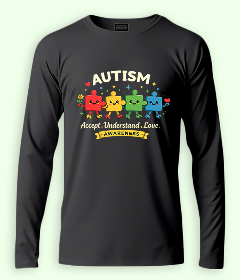 Long Sleeve Autism Accept T-Shirt (Unisex)