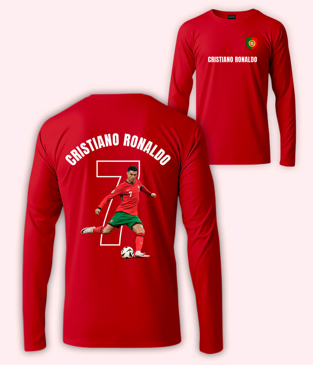 Long Sleeve Cristiano Ronaldo Portugal Football T-Shirt 