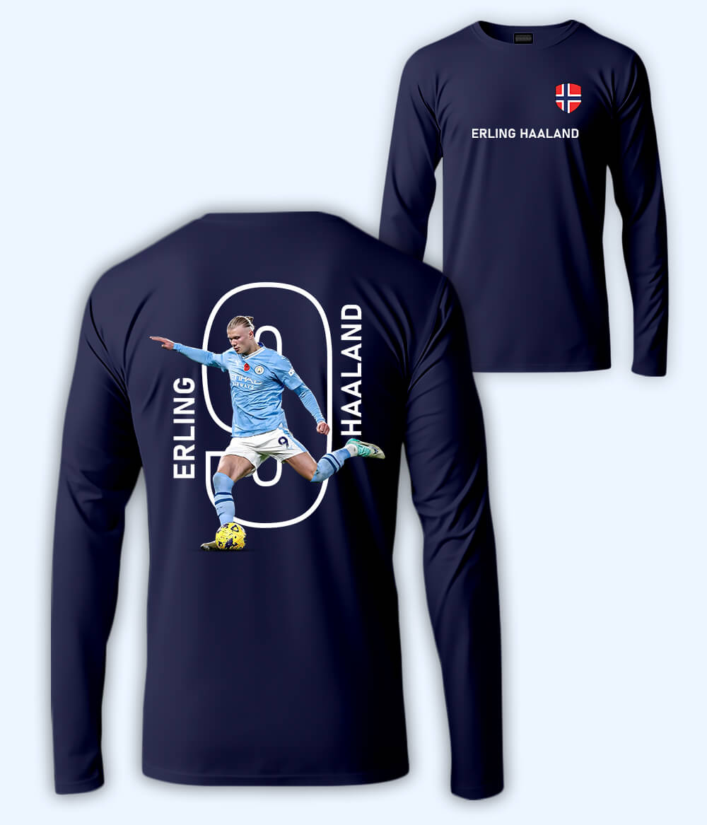 Long Sleeve Erling Haaland Norway Football T-Shirt
