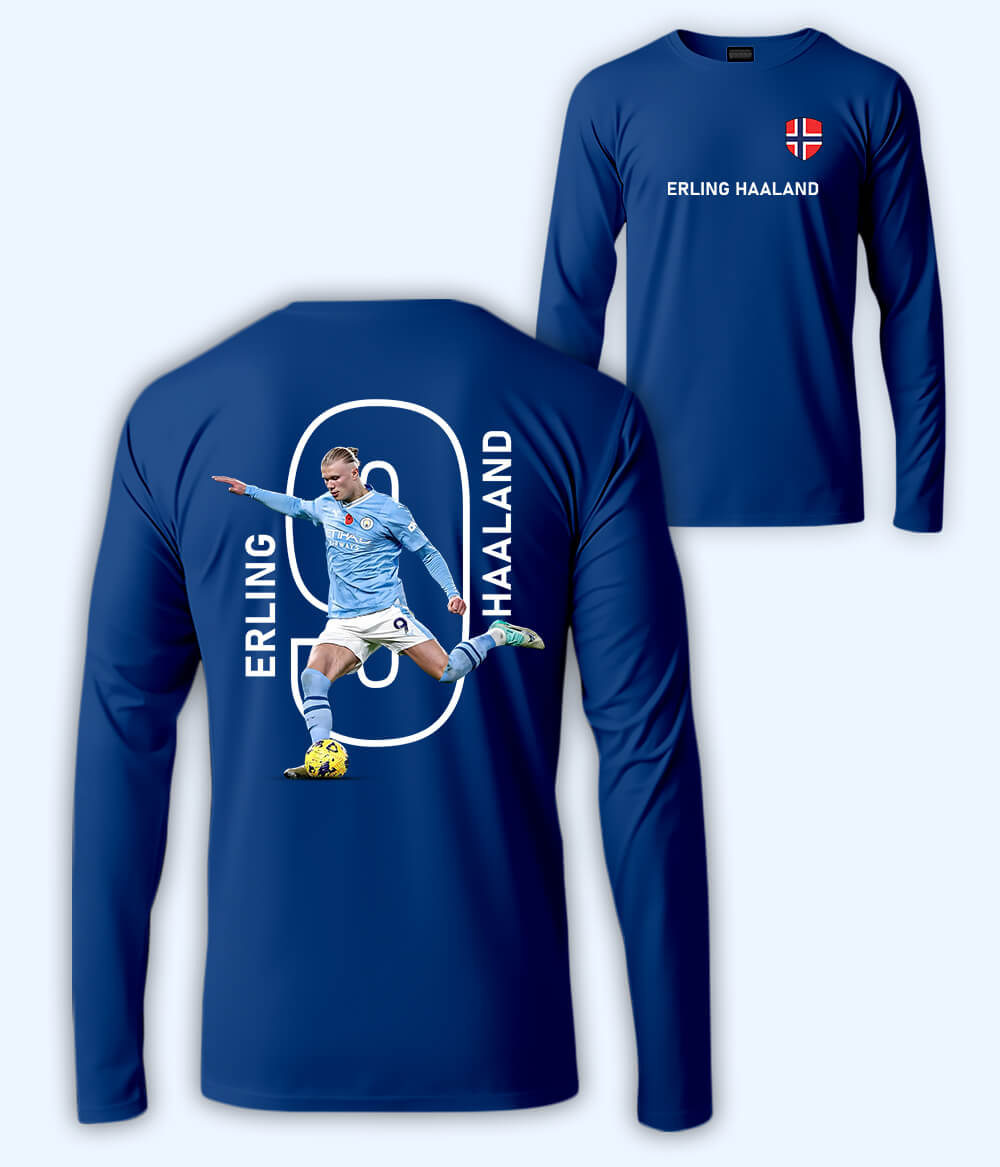 Long Sleeve Erling Haaland Norway Football T-Shirt