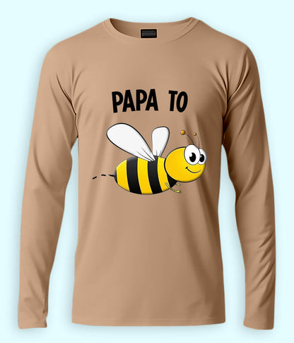 Beige Long Sleeve Father T-Shirt
