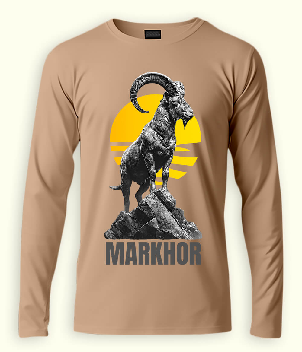 Long Sleeve Markhor Artwork Baseball  T-Shirt