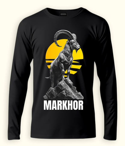 Long Sleeve Markhor Artwork Baseball  T-Shirt