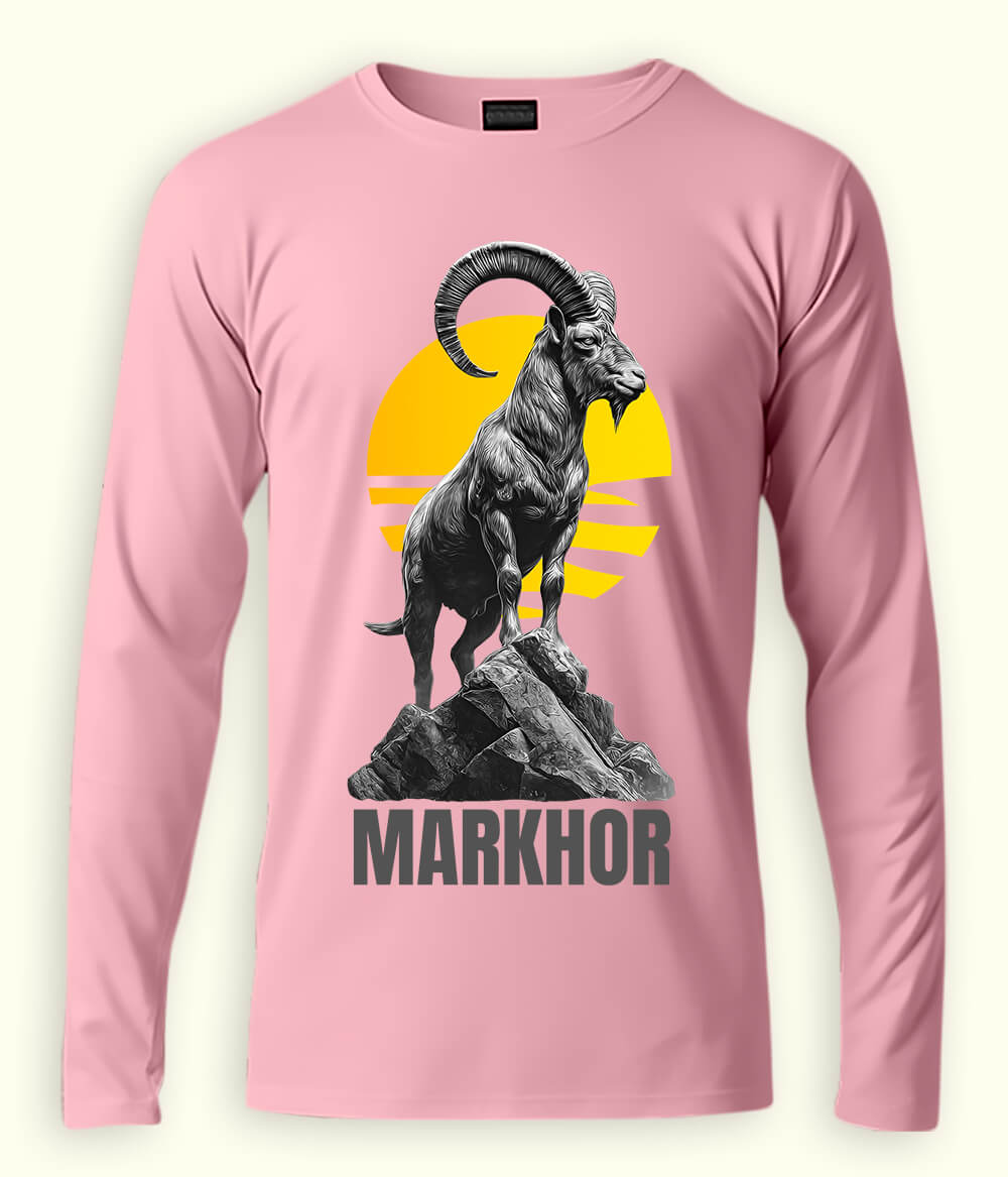 Long Sleeve Markhor Artwork Baseball  T-Shirt