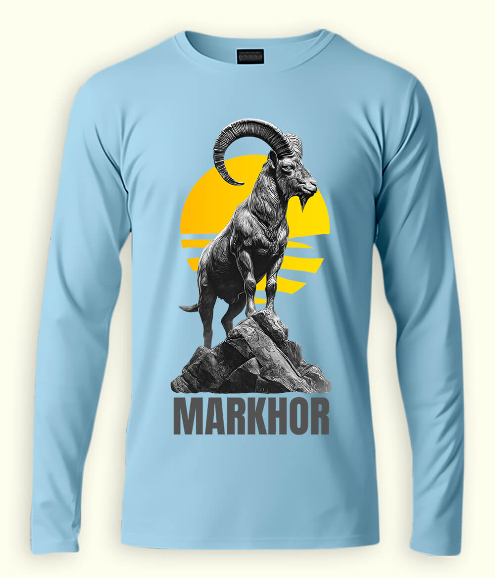 Long Sleeve Markhor Artwork Baseball  T-Shirt