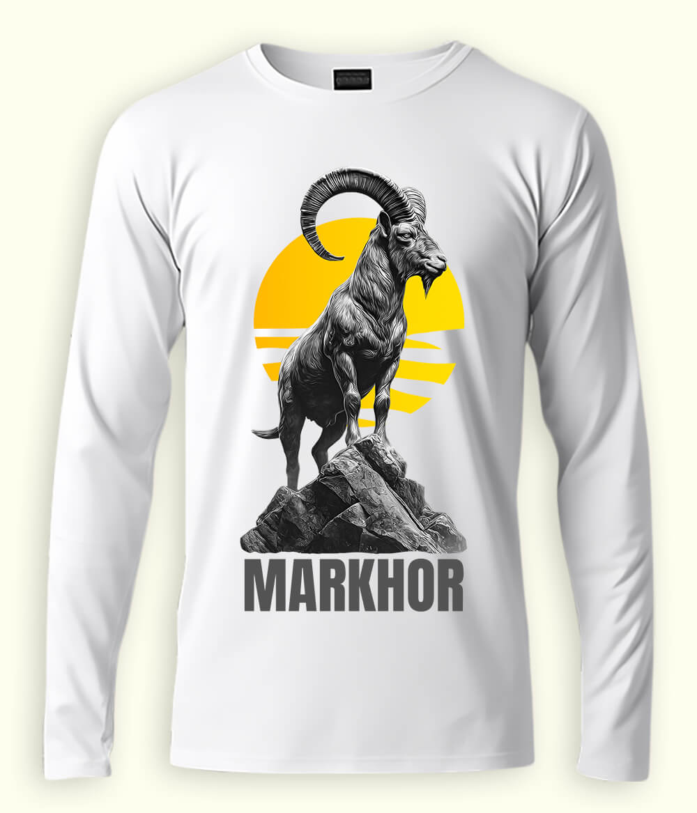 Long Sleeve Markhor Artwork Baseball  T-Shirt