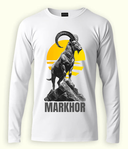 Long Sleeve Markhor Artwork Baseball  T-Shirt