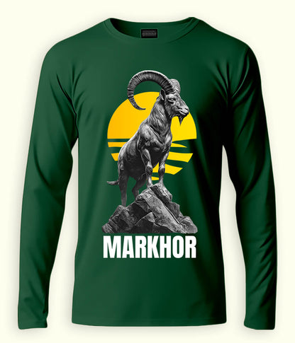 Long Sleeve Markhor Artwork Baseball  T-Shirt