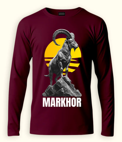 Long Sleeve Markhor Artwork Baseball  T-Shirt