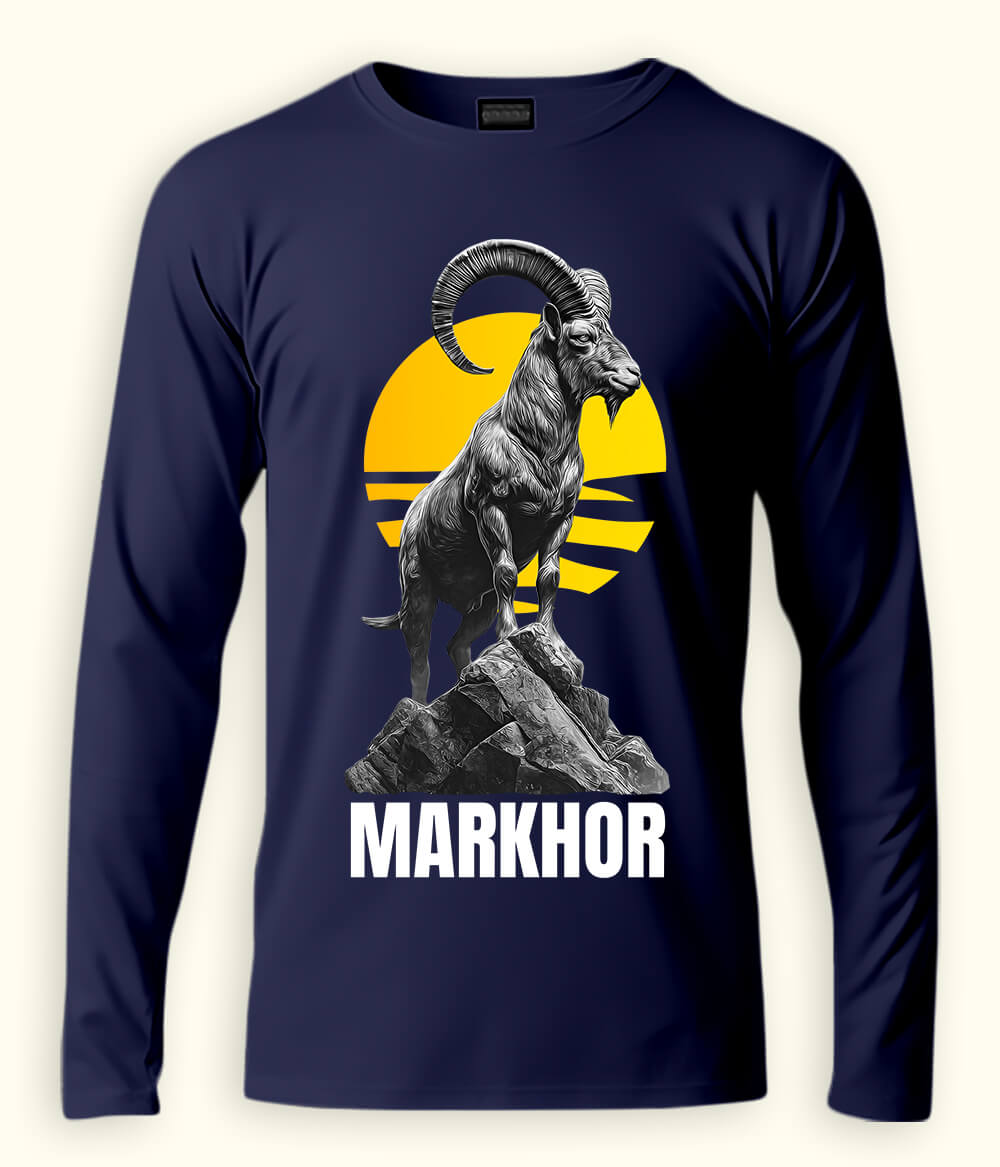Long Sleeve Markhor Artwork Baseball  T-Shirt