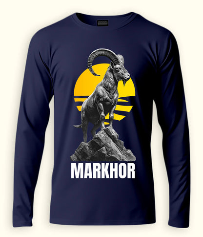 Long Sleeve Markhor Artwork Baseball  T-Shirt