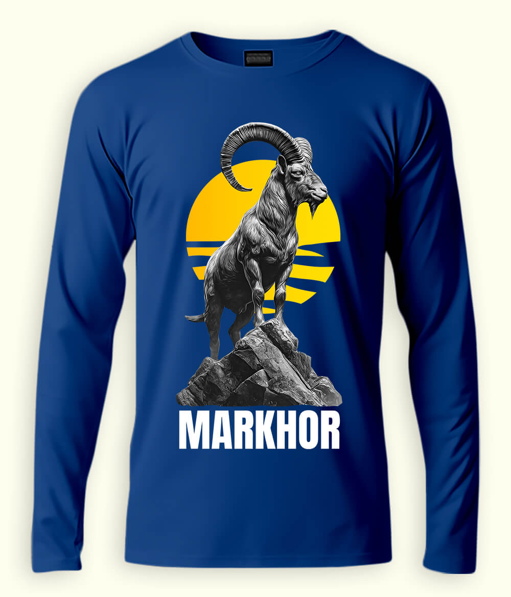 Long Sleeve Markhor Artwork Baseball  T-Shirt