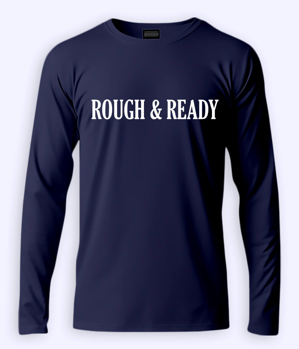 Navy Long Sleeve Rough and Ready T-Shirt (Unisex)