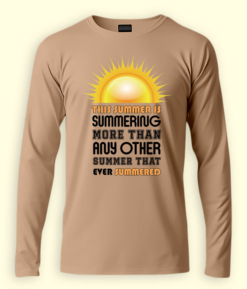 Beige Long Sleeve Summer Fun T-Shirt (Unisex)