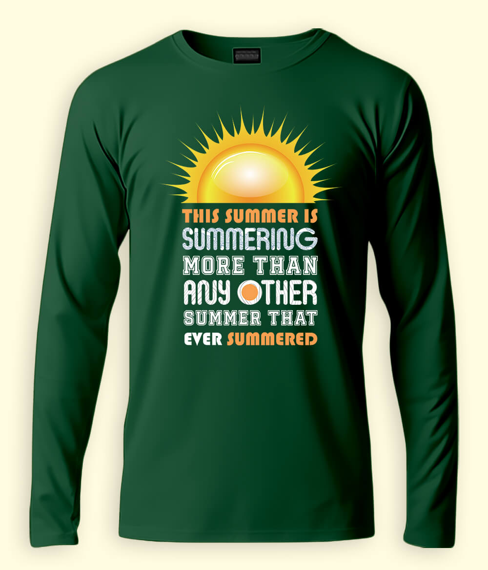 Green Long Sleeve Summer Fun T-Shirt (Unisex)