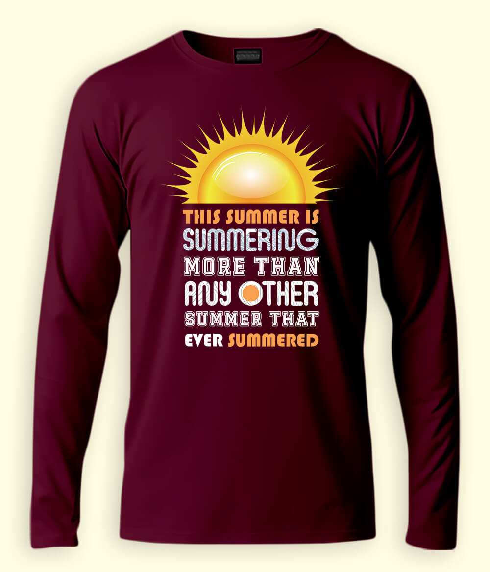 Maroon Long Sleeve Summer Fun T-Shirt (Unisex)