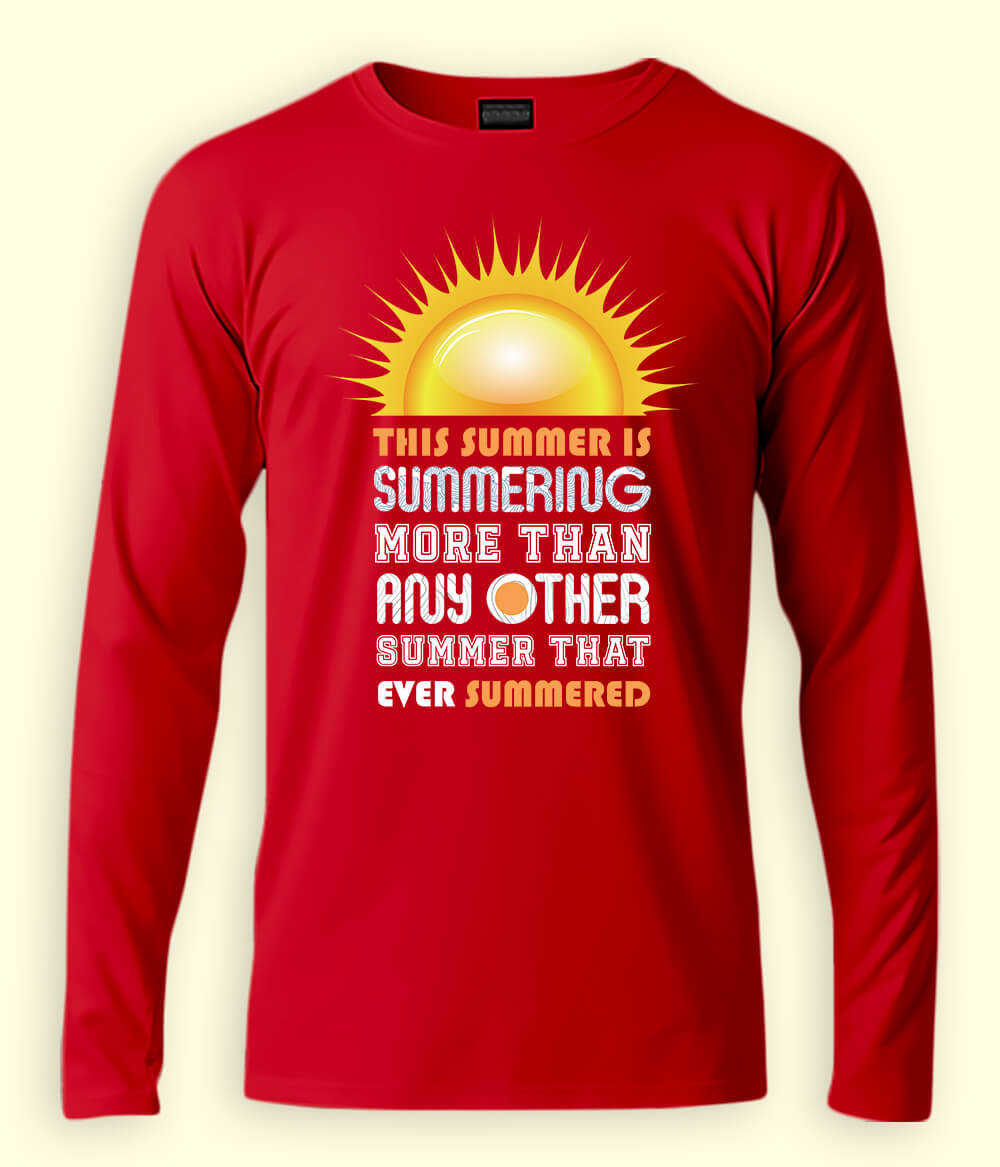 Red Long Sleeve Summer Fun T-Shirt (Unisex)