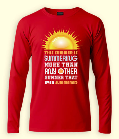 Red Long Sleeve Summer Fun T-Shirt (Unisex)