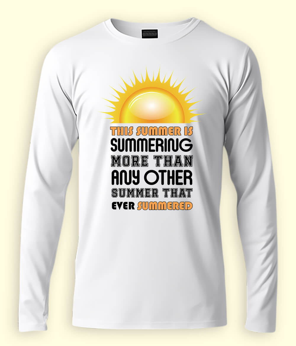 White Long Sleeve Summer Fun T-Shirt (Unisex)