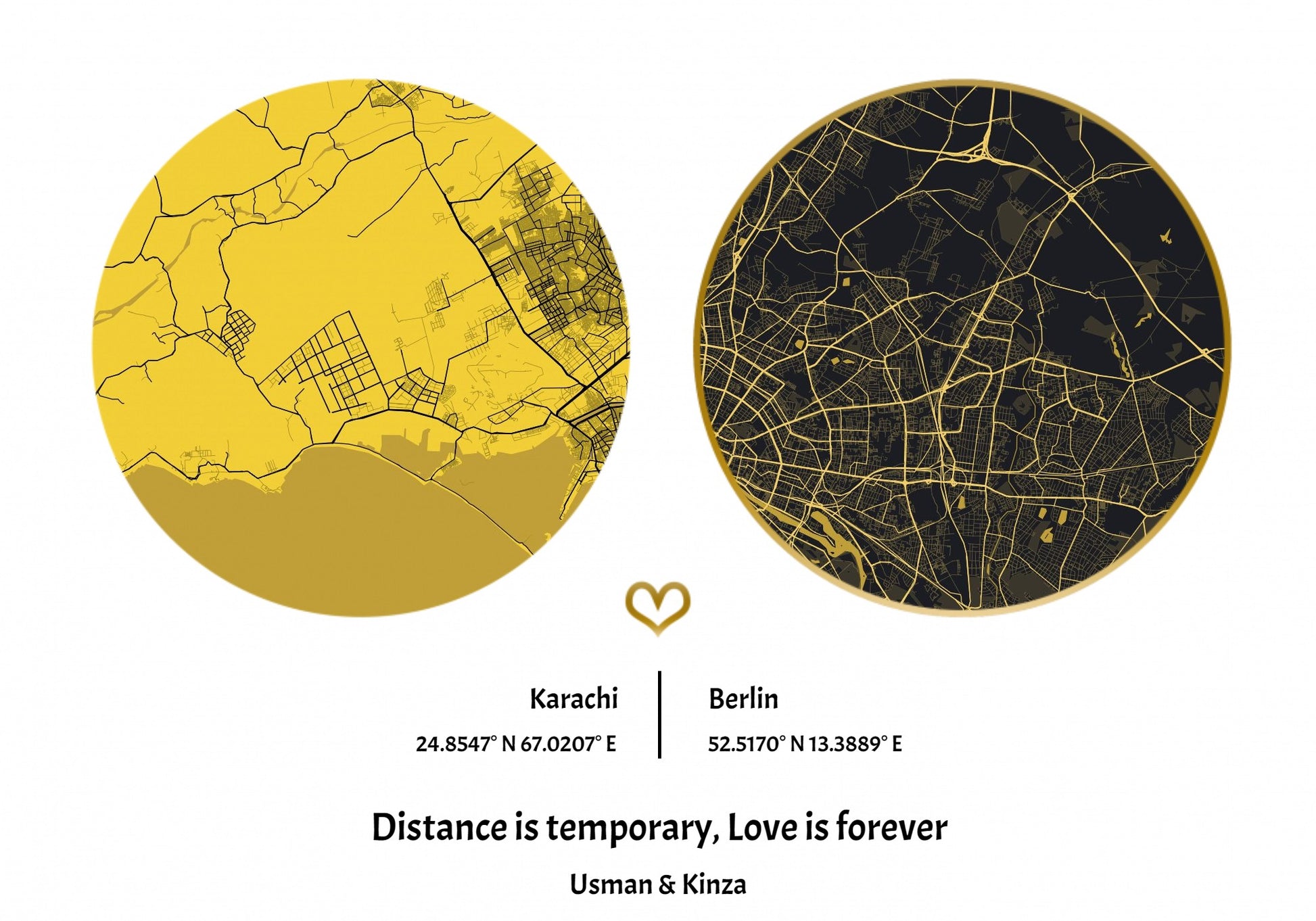 Personalized Long Distance Love Circles Frame  | Gift Ideas