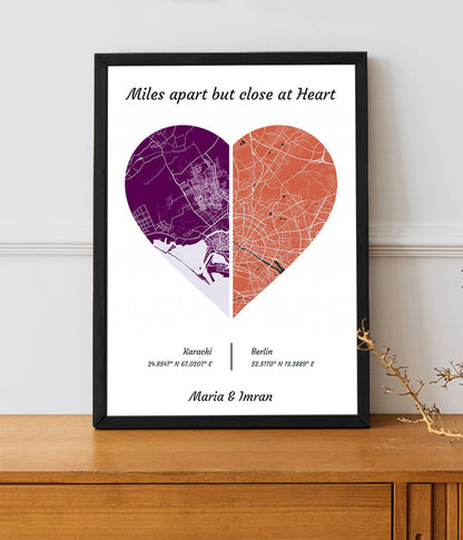 Love Beyond The Miles Frame | Personalized Miles Apart Frame
