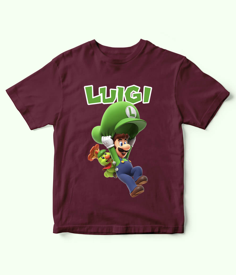 Luigi Maroon Shirt for Kids