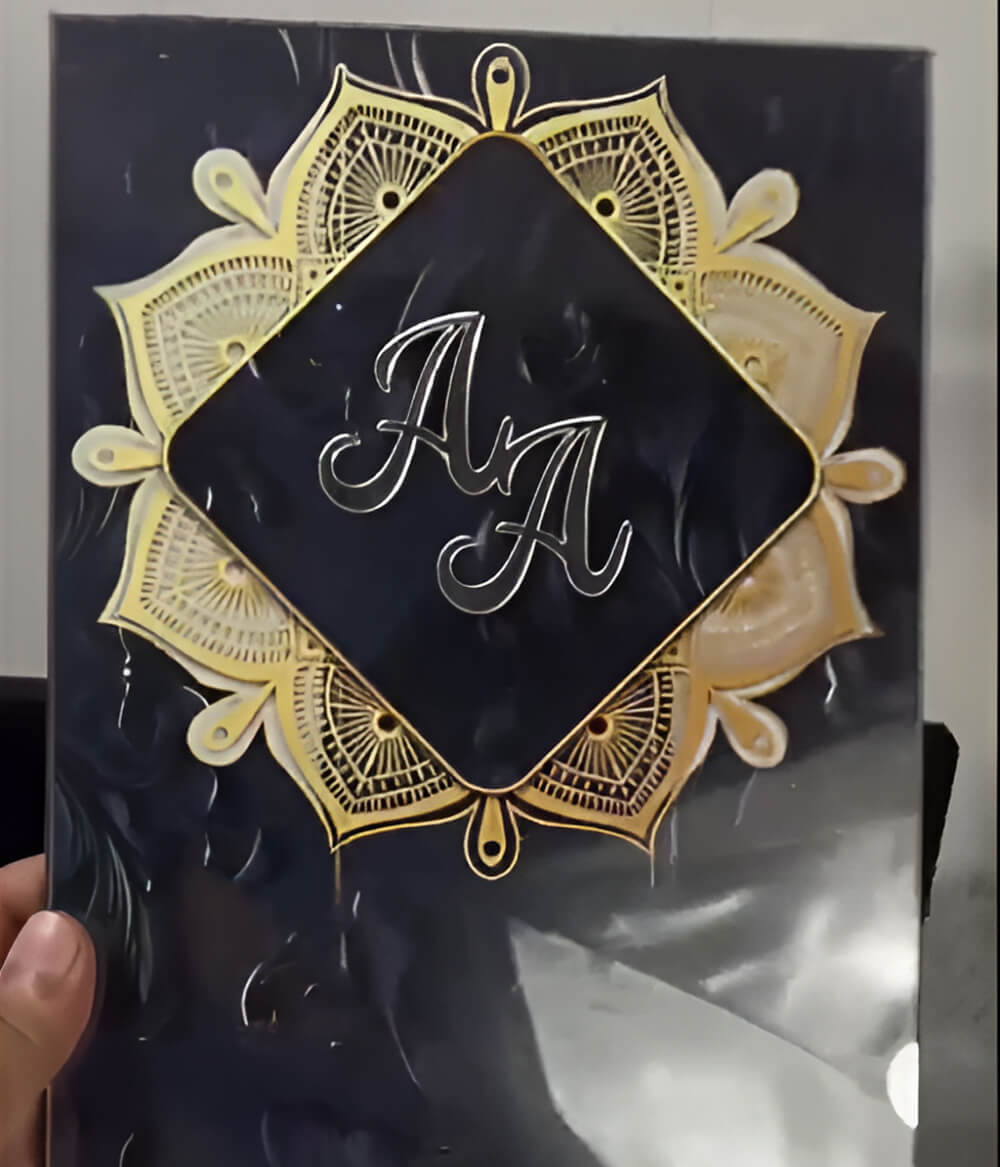 Luxury Islamic Wedding Acrylic Nikkah Certificate Front Side