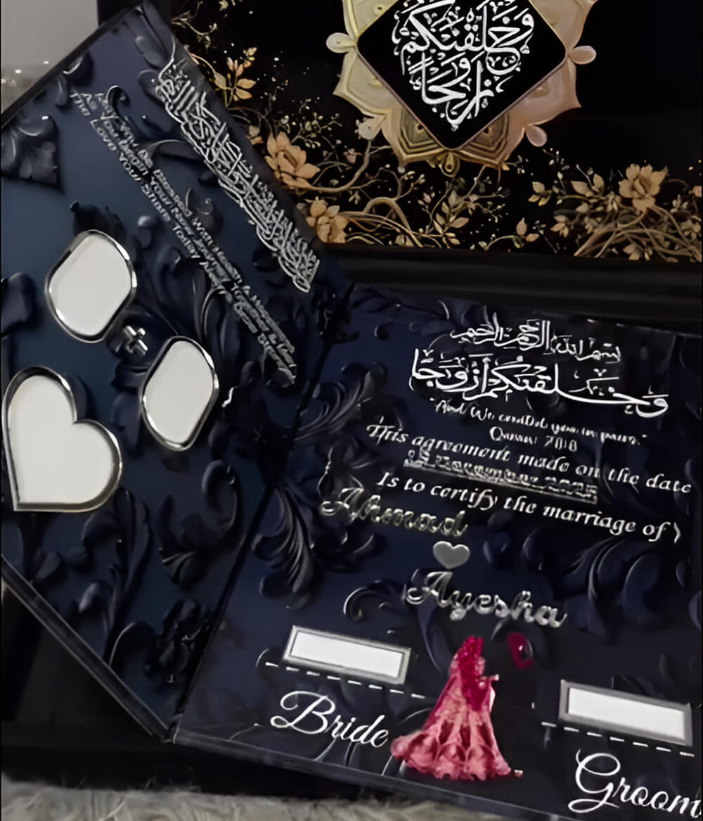 Luxury Islamic Wedding Acrylic Nikkah Certificate