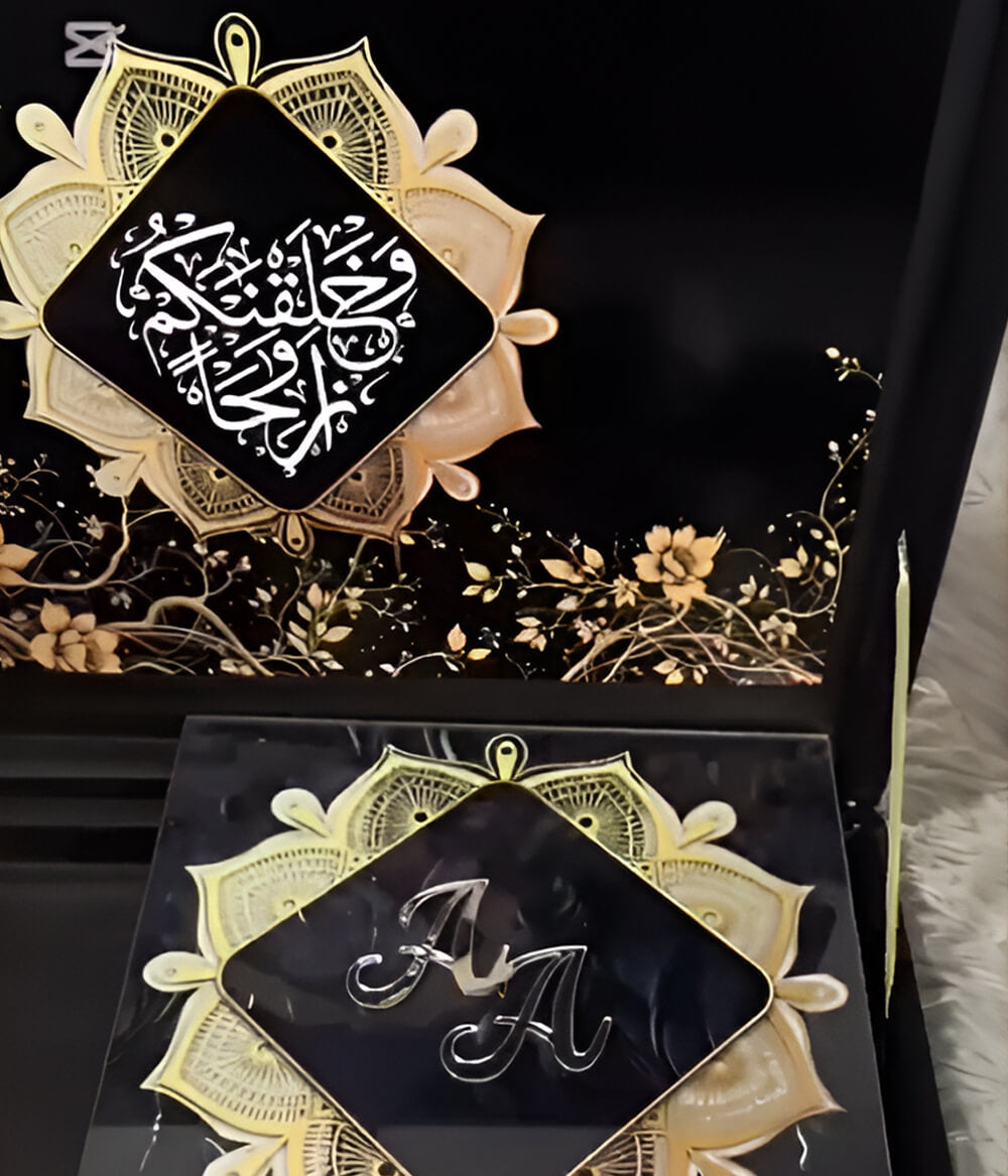 Luxury Islamic Wedding Acrylic Nikkah Certificate in Box