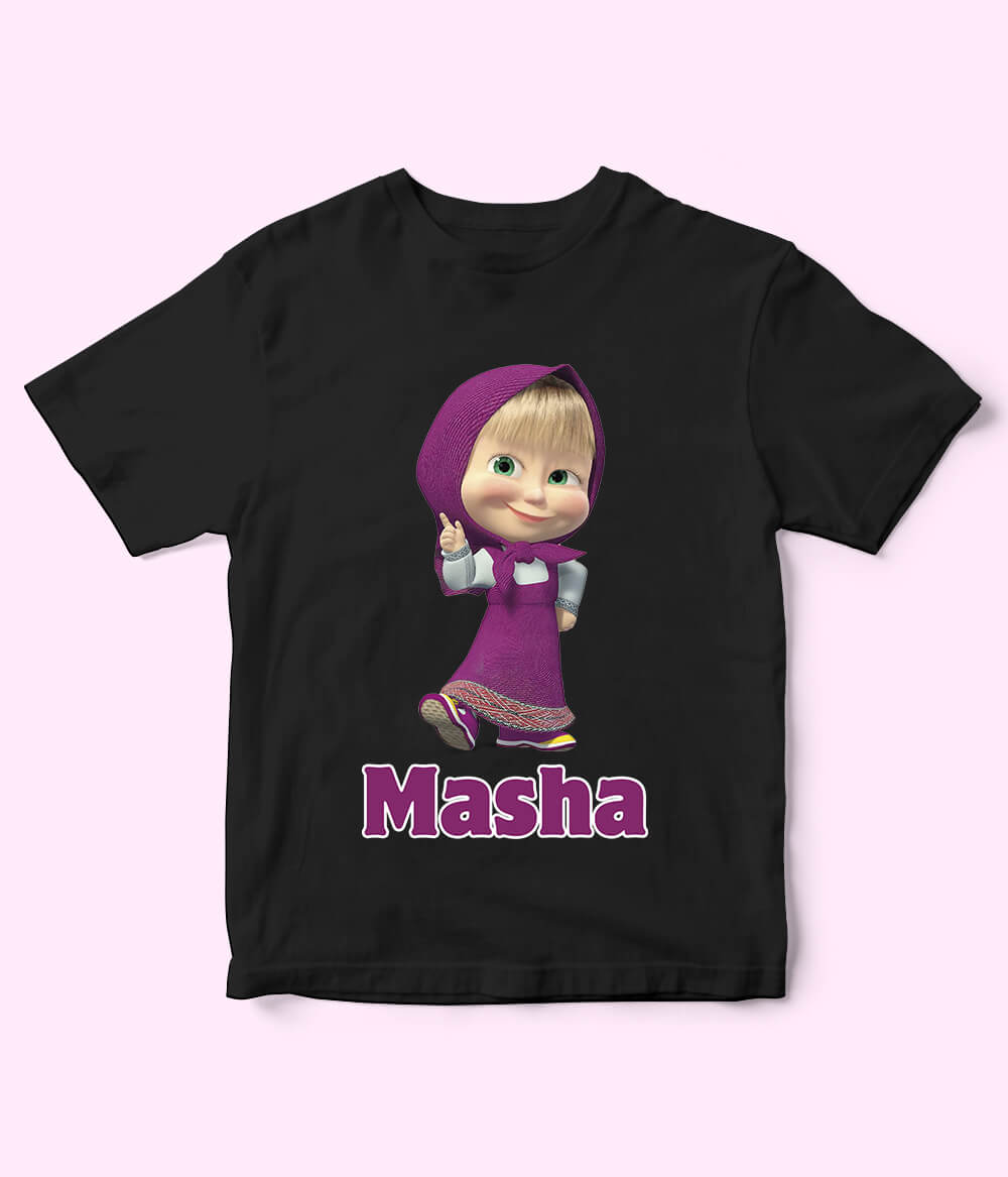 Masha Black T-Shirt for Girls