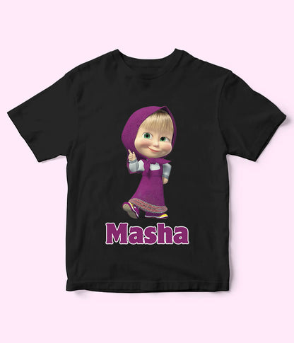 Masha Black T-Shirt for Girls